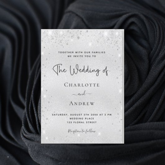Silver Glitzer Staub elegante Luxus Hochzeit Einladung