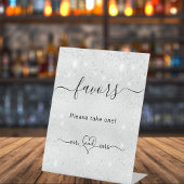 Silver Glitzer Staub Hochzeitsgast bevorzugt Sockelschild