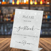 Silver Glitzer Staub unterschreiben unser Gästebuc Sockelschild