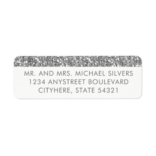 Silver Glitzer Strip Moderne Rücksendeadressen-Auf (Vorne)
