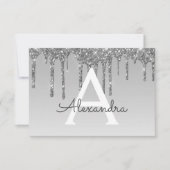 Silver Glitzer Sweet 16 Save the Date Einladung (Vorderseite)