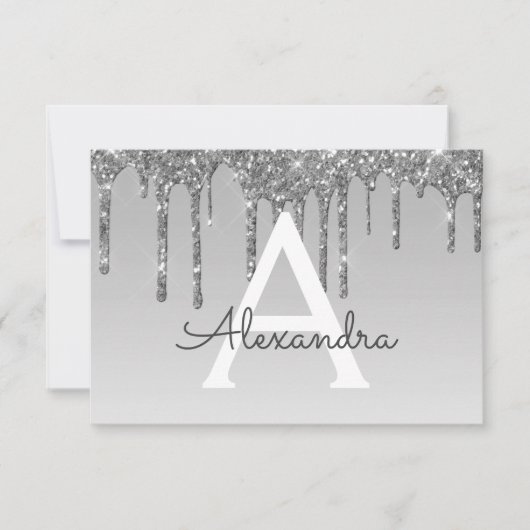 Silver Glitzer Sweet 16 Save the Date Einladung (Vorderseite)