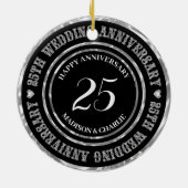 Silver Glitzer Text and Hearts Keramik Ornament (Hinten)