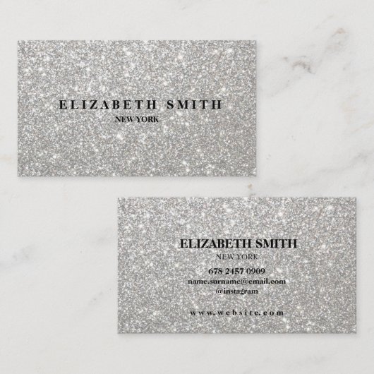 Silver Glitzer Texture Business Card Visitenkarte (Vorne/Hinten)