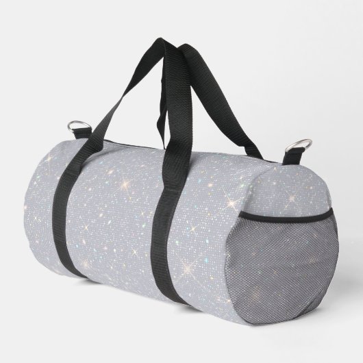 Silver Glitzer Texture White Sparkling Diamond Duffle Bag (Rechte Ecke)