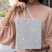 Silver Glitzer Texture White Sparkling Diamond Mittlere Geschenktüte