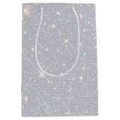 Silver Glitzer Texture White Sparkling Diamond Mittlere Geschenktüte (Vorderseite)