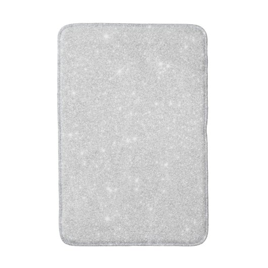 Silver Glitzer Texture White Sparkling Shiny Badematte (Vorderseite Vertikal)