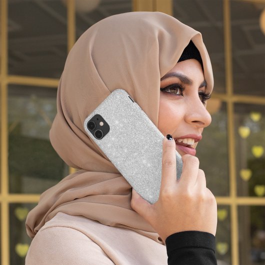 Silver Glitzer Texture White Sparkling Shiny Case-Mate iPhone Hülle