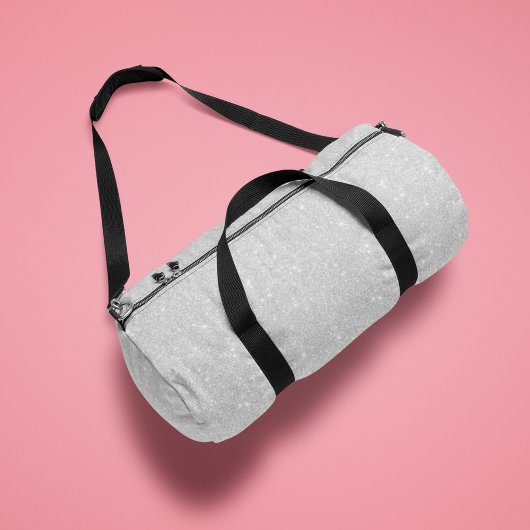 Silver Glitzer Texture White Sparkling Shiny Duffle Bag