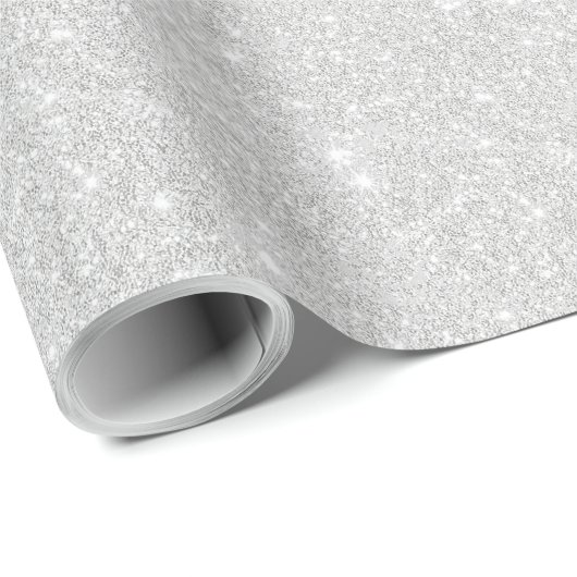Silver Glitzer Texture White Sparkling Shiny Geschenkpapier (Rolleneckpunkt)