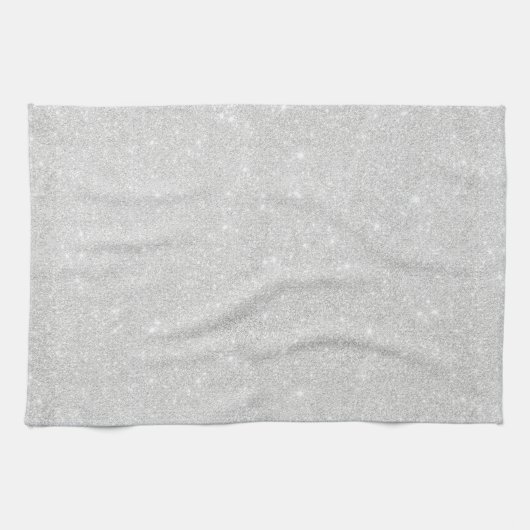 Silver Glitzer Texture White Sparkling Shiny Geschirrtuch (Horizontal)