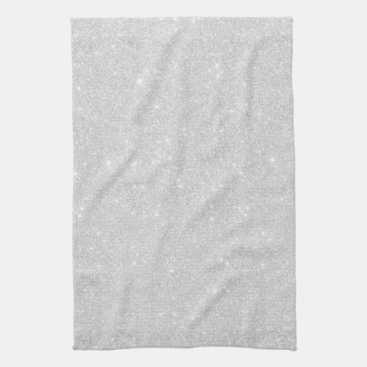 Silver Glitzer Texture White Sparkling Shiny Geschirrtuch (Vertikal)