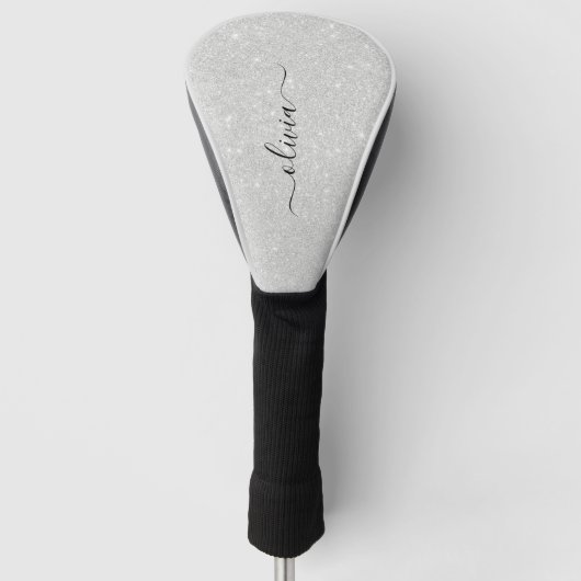 Silver Glitzer Texture White Sparkling Shiny Golf Headcover (Vorderseite)