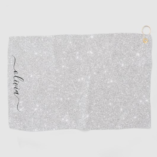 Silver Glitzer Texture White Sparkling Shiny Golfhandtuch (Horizontal)