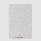 Silver Glitzer Texture White Sparkling Shiny Golfhandtuch (Vorderseite)
