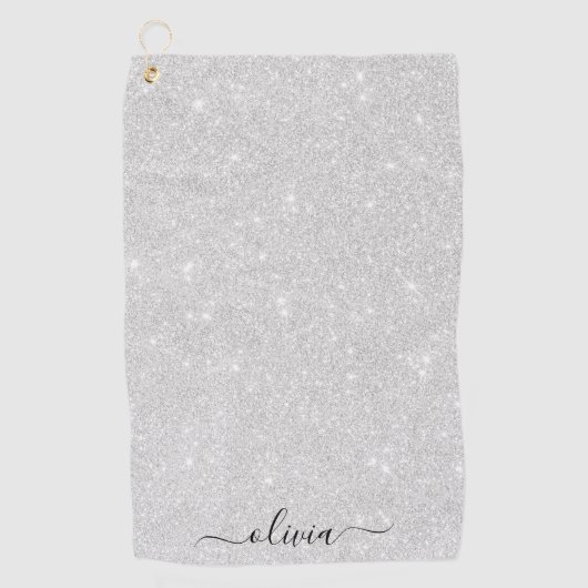 Silver Glitzer Texture White Sparkling Shiny Golfhandtuch (Vorderseite)