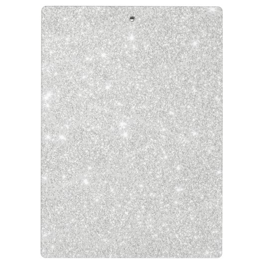 Silver Glitzer Texture White Sparkling Shiny Klemmbrett (Rückseite)