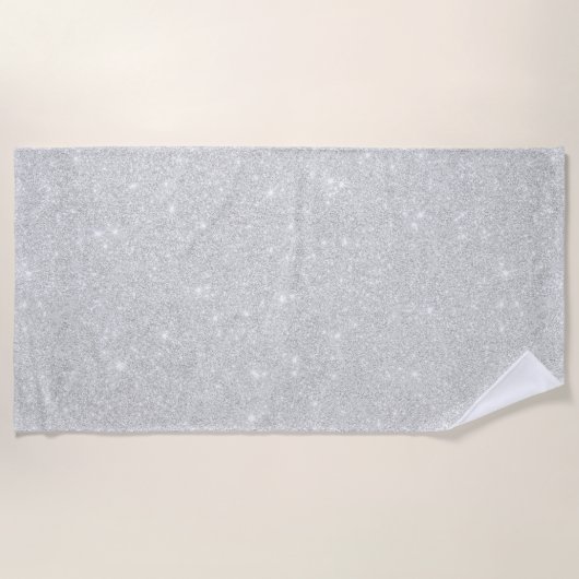 Silver Glitzer Texture White Sparkling Shiny Strandtuch (Vorderseite)