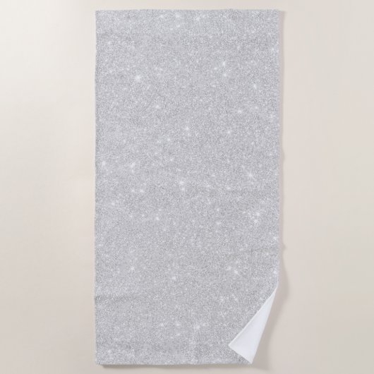 Silver Glitzer Texture White Sparkling Shiny Strandtuch (Vorderseite)