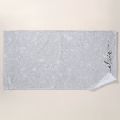 Silver Glitzer Texture White Sparkling Shiny Strandtuch (Vorderseite)