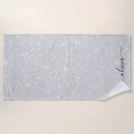 Silver Glitzer Texture White Sparkling Shiny Strandtuch