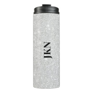 Silver Glitzer Texture White Sparkling Shiny Thermosbecher