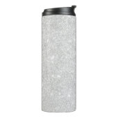 Silver Glitzer Texture White Sparkling Shiny Thermosbecher (Nach links gedreht)