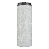 Silver Glitzer Texture White Sparkling Shiny Thermosbecher (Rückseite)