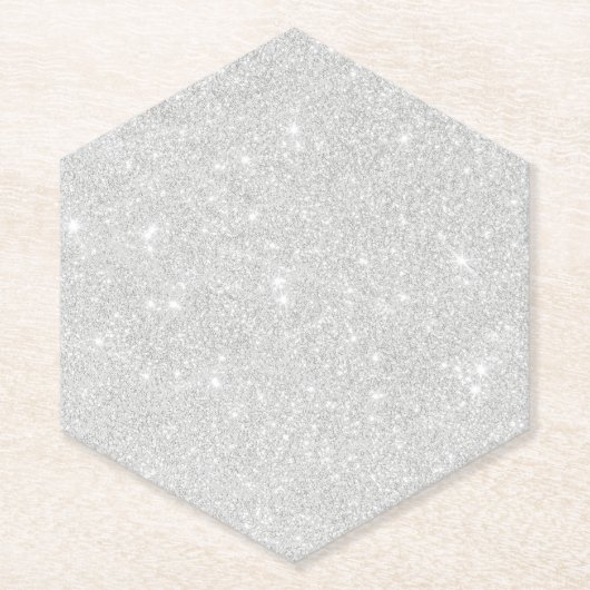 Silver Glitzer Texture White Sparkling Shiny Untersetzer (Vorderseite)