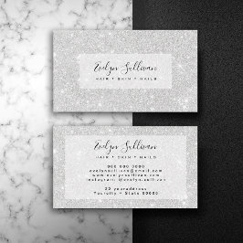 Silver Glitzer Texture White Sparkling Shiny Visitenkarte