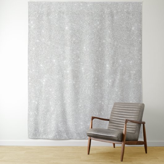 Silver Glitzer Texture White Sparkling Shiny Wandteppich (Beispiel)