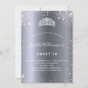 Silver Glitzer tiara Krone Sweet 16 Einladung