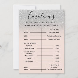 Silver Glitzer Time Line Bachelorette Wochenende Einladung