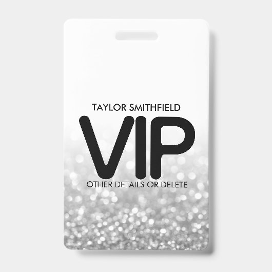 Silver Glitzer Trendsetter VIP Lanyard Abzeichen B Ausweis (Vorderseite)
