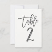 Silver Glitzer Trendy Moderne Script Tischnummer 2 (Rückseite)