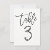 Silver Glitzer Trendy Moderne Script Tischnummer 3 (Vorderseite)