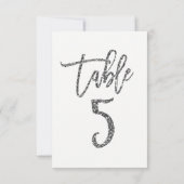 Silver Glitzer Trendy Moderne Script Tischnummer 5 (Rückseite)