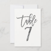 Silver Glitzer Trendy Moderne Script Tischnummer 7 (Rückseite)