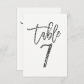 Silver Glitzer Trendy Moderne Script Tischnummer 7 (Vorne/Hinten)