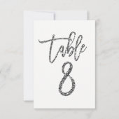 Silver Glitzer Trendy Moderne Script Tischnummer 8 (Vorderseite)