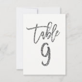 Silver Glitzer Trendy Moderne Script Tischnummer 9 (Vorderseite)