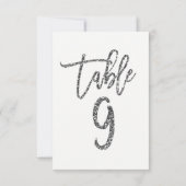 Silver Glitzer Trendy Moderne Script Tischnummer 9 (Rückseite)