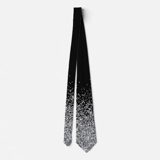 Silver Glitzer Trendy Ombre Fading Krawatte (Rückseite)