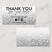 Silver Glitzer Trendy Salon Vielen Dank Visitenkarte (Vorne/Hinten)