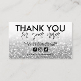 Silver Glitzer Trendy Salon Vielen Dank Visitenkarte