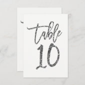 Silver Glitzer Trendy Script Tischnummer 10 Zehn (Vorne/Hinten)