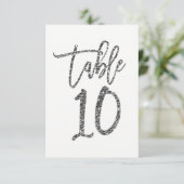 Silver Glitzer Trendy Script Tischnummer 10 Zehn (Stehend Vorderseite)