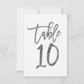 Silver Glitzer Trendy Script Tischnummer 10 Zehn (Rückseite)