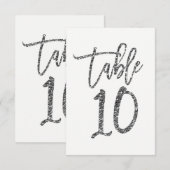 Silver Glitzer Trendy Script Tischnummer 10 Zehn (Vorne/Hinten)